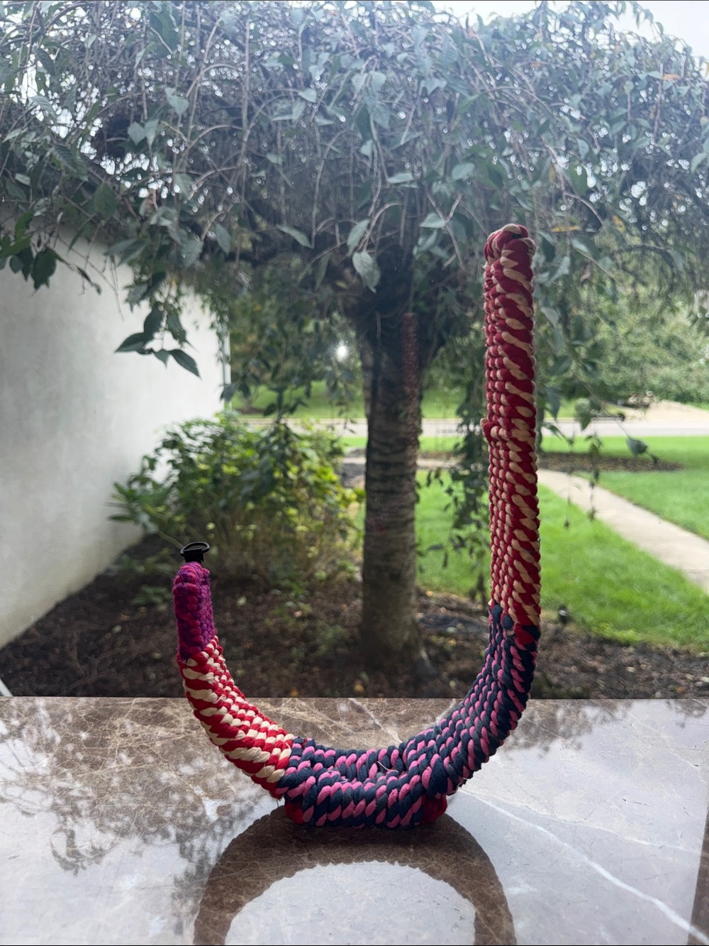 custom yarn-wrapped or knitted wire letter decor item